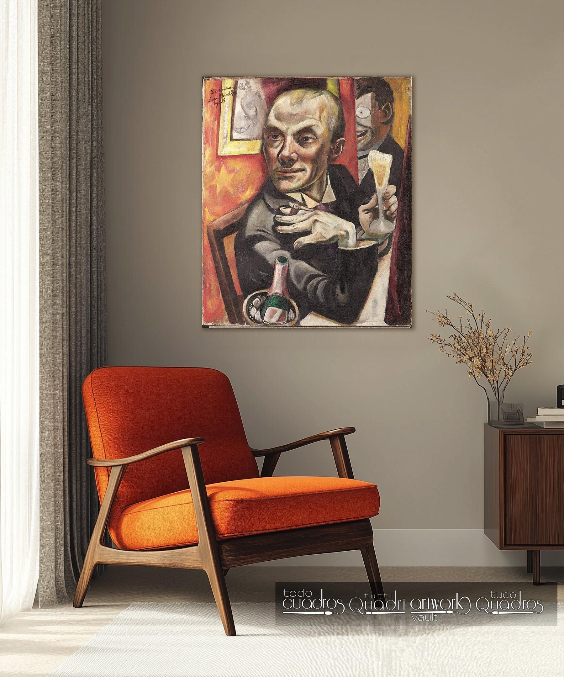 Autorretrato con copa de champán, Max Beckmann