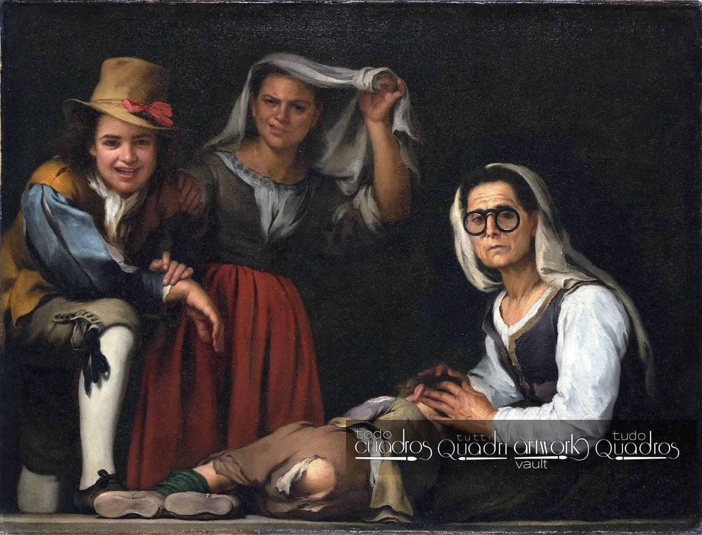 Cuatro figuras en un escalón, Murillo