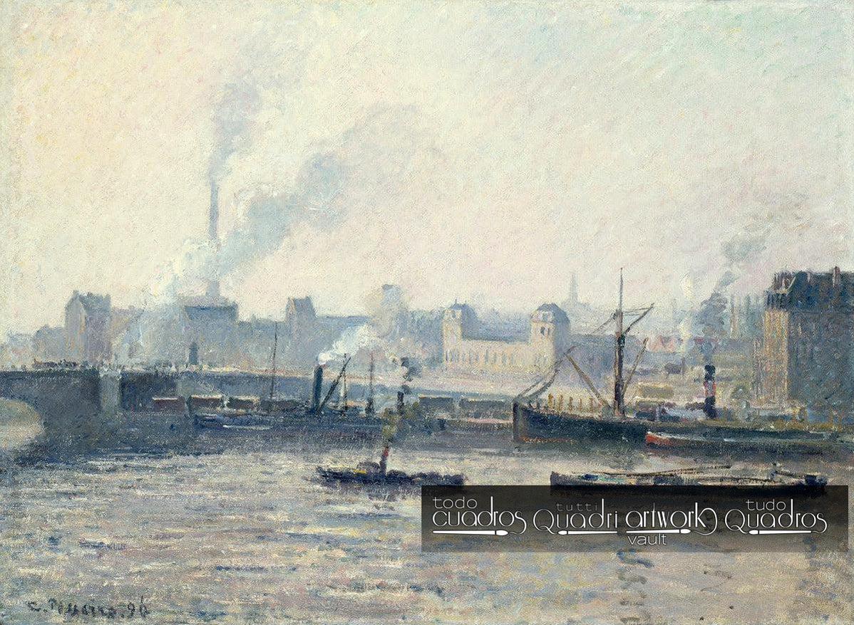 El puente Saint-Sever, Ruan, Niebla. Pissarro